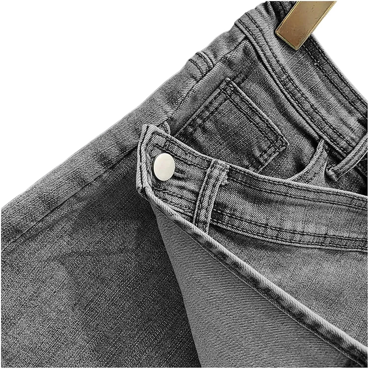 Women High Waisted Jeans Pencil Bodycon Short Cargo Denim Skirt Fashion Y2K Teen Girls Stretch Button A-Line Mini Skirt