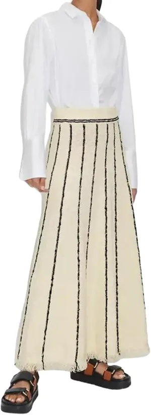 Women Knit Long Skirt Grunge Striped Elastic Waist Knit Skirt Vintage Loose Fit Tassel Y2K Pencil Skirt Dress Streetwear