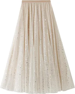 Women Lace/Mesh Maxi Skirt Summer High Waist Sheer See-Through Elastic Long Skirt Y2K Beach Maxi Skirt