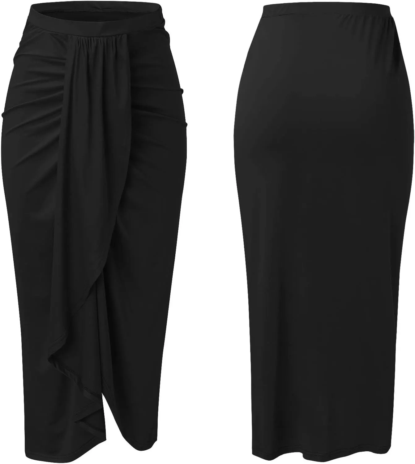 Women Maxi Long Skirt Beach Skirt Maxi Solid Draped Slit High Elastic Women's Casual Skirt Wrap Tennis Skirt
