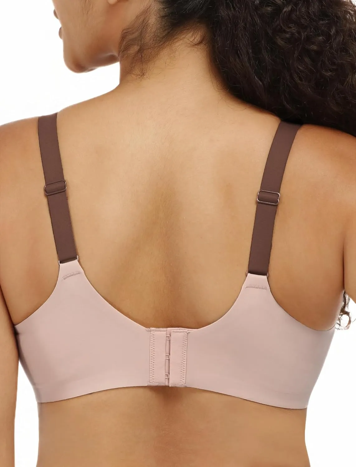 Women No Underwire Bra Comfort Seamless Full Coverage Mesh Bralette Bra with Adjustable Contrast Color Strap S-4XL