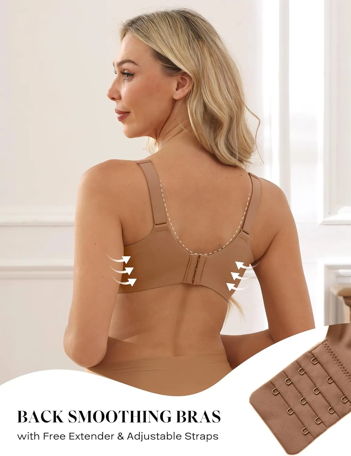 Women No Underwire Bra Comfort Seamless Full Coverage Mesh Bralette Bra with Adjustable Contrast Color Strap S-4XL