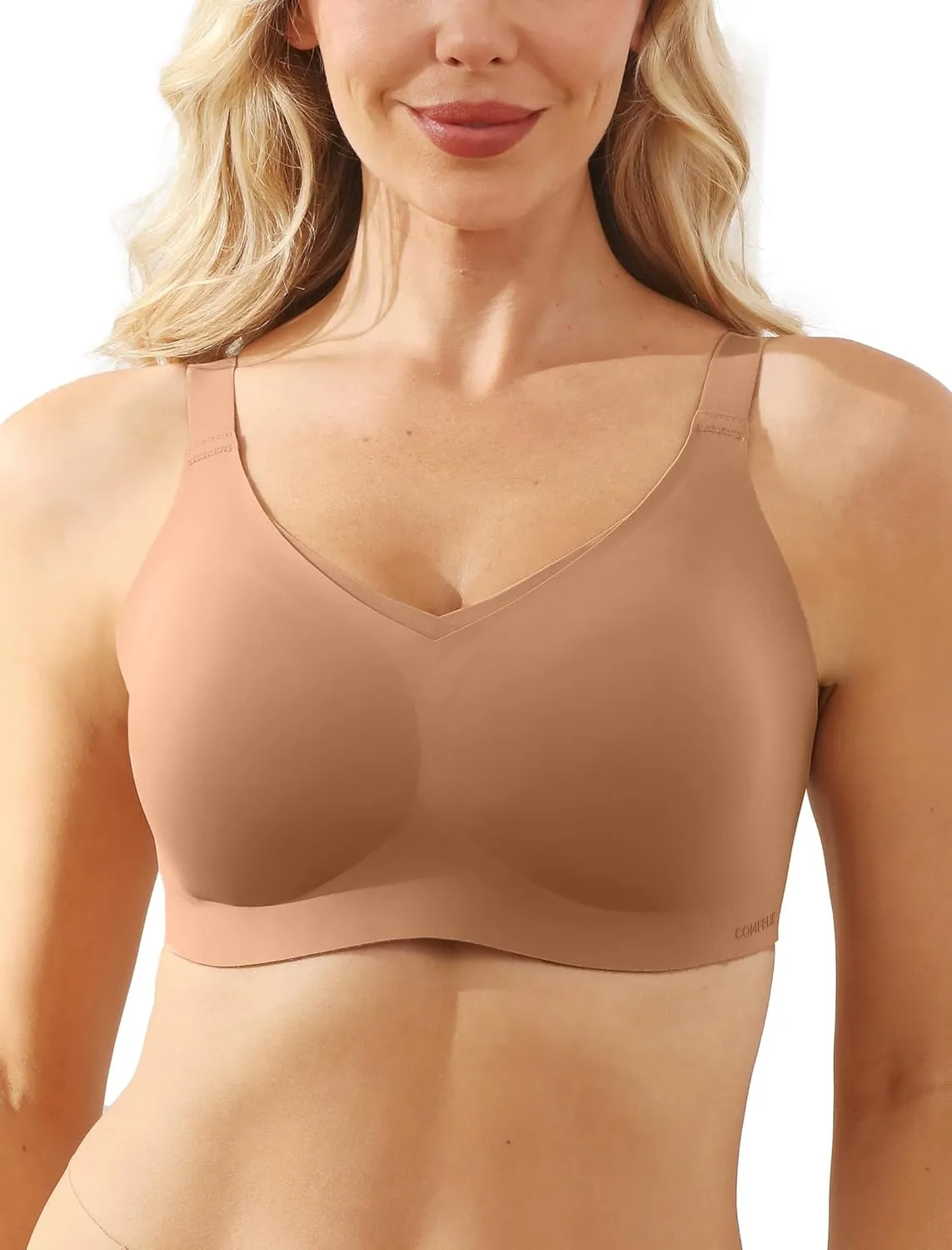Women No Underwire Bra Comfort Seamless Full Coverage Mesh Bralette Bra with Adjustable Contrast Color Strap S-4XL