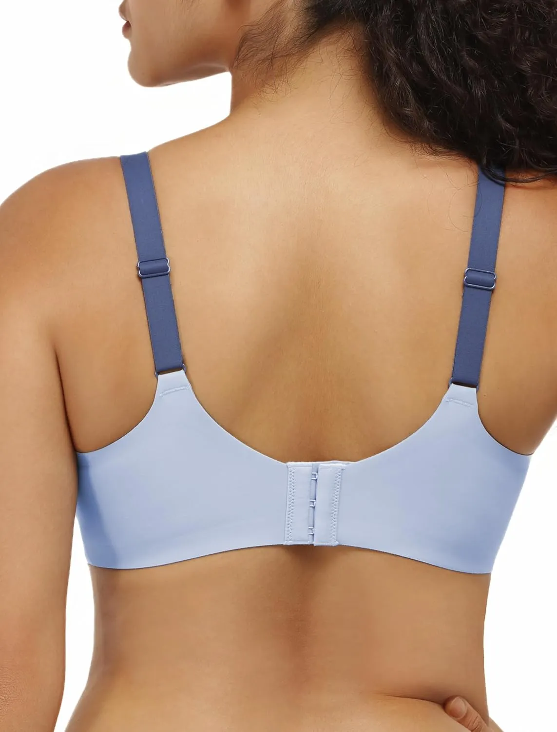 Women No Underwire Bra Comfort Seamless Full Coverage Mesh Bralette Bra with Adjustable Contrast Color Strap S-4XL