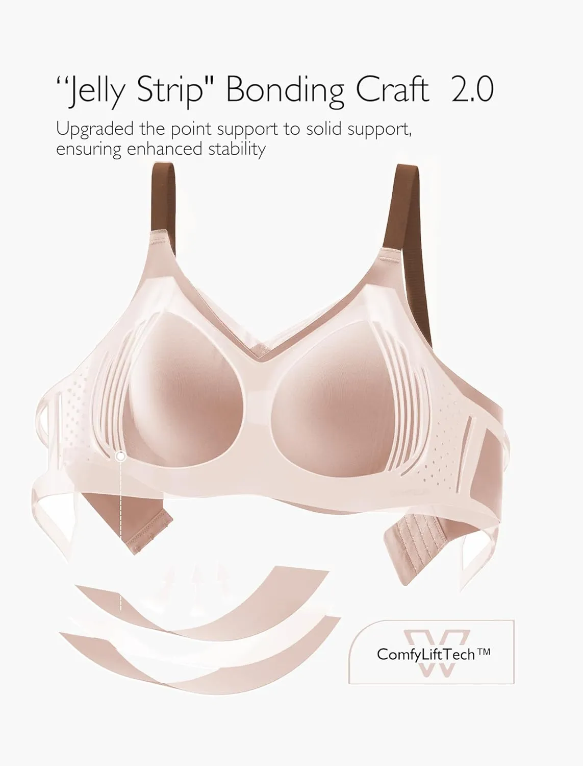 Women No Underwire Bra Comfort Seamless Full Coverage Mesh Bralette Bra with Adjustable Contrast Color Strap S-4XL