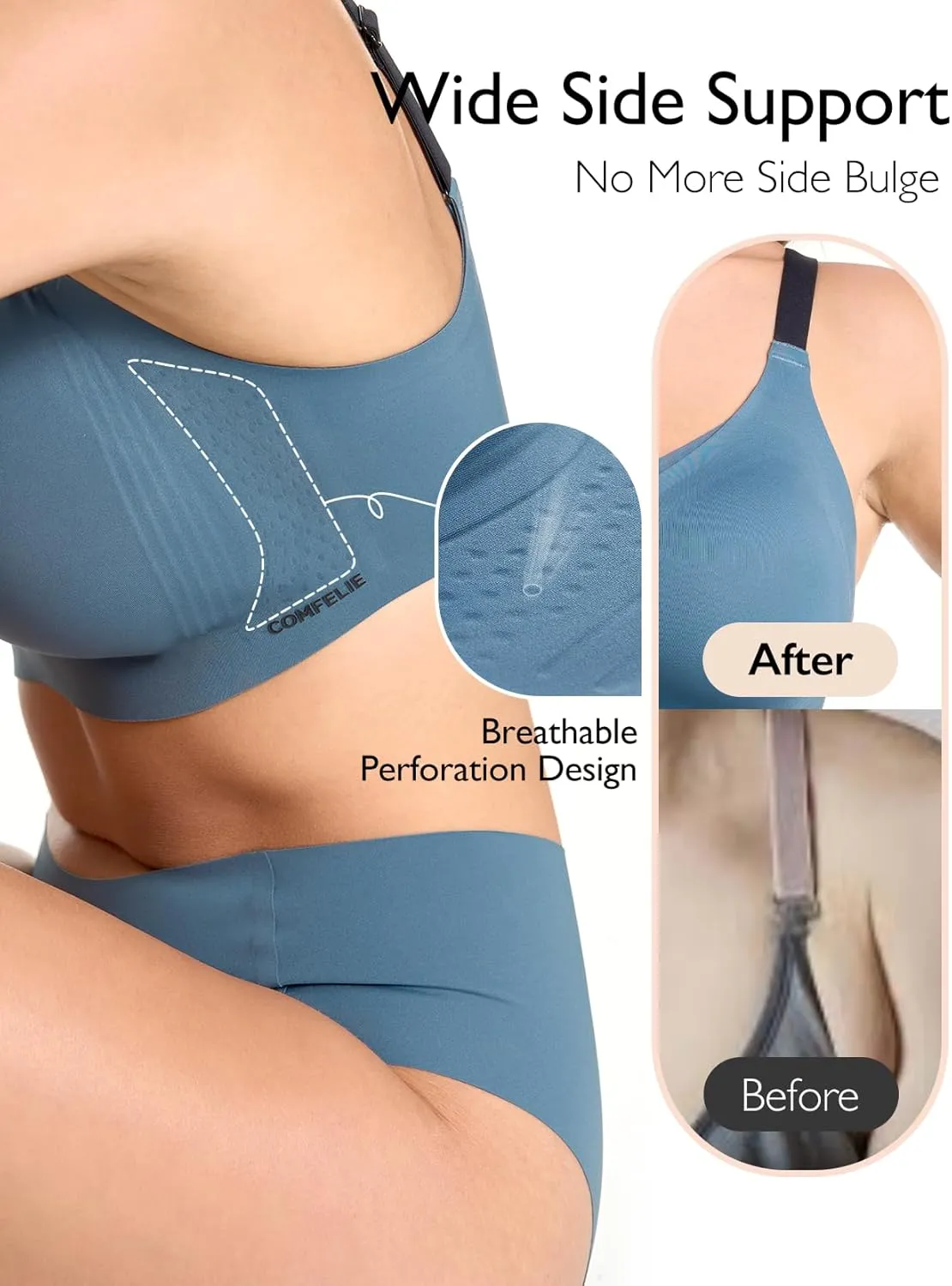 Women No Underwire Bra Comfort Seamless Full Coverage Mesh Bralette Bra with Adjustable Contrast Color Strap S-4XL