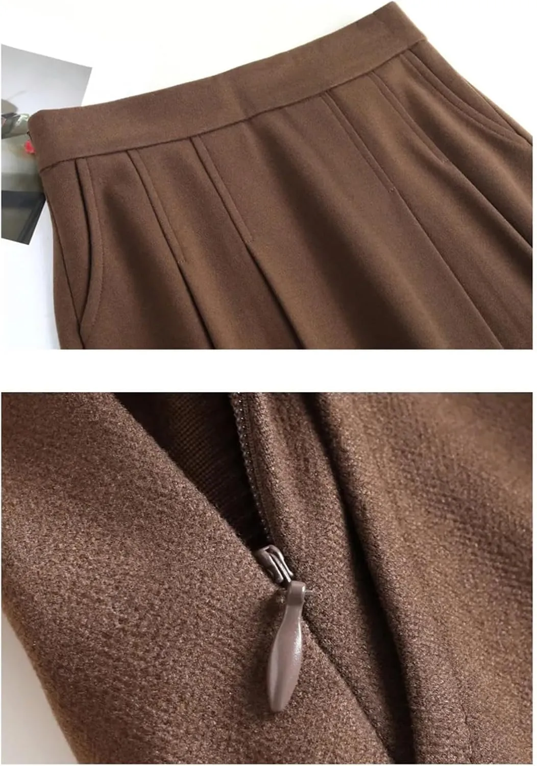 Women Split Joint Pleated Skirt Slim Solid A-Line Midi
