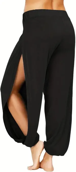 Women Summer Harem High Split Hem Leg Silt Pants Flowy Yoga Pant for Women Casual Beach Hippie Dance Pants