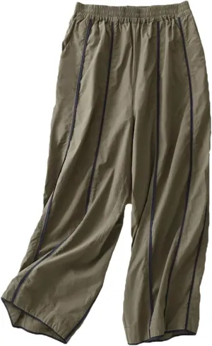 Women Summer Vintage Stripe Trousers Casual Loose Harem Pants Patchwork Oversized Straight Pants