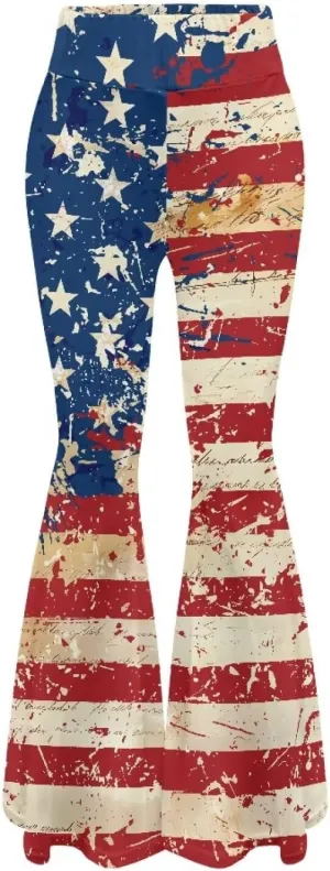 Women's 70S Yoga Pants Flare Ladies Hippie Flower Flared Leggings Athletic Leggings High Waisted Workout Pants