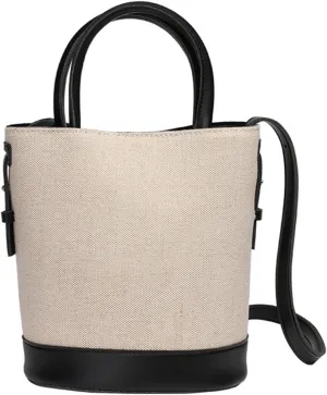 Women's canvas handbag bucket bag contrast color shoulder crossbody bag