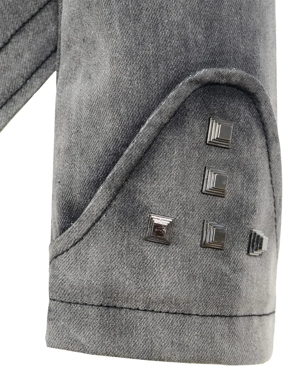 Women's Classic Denim Jacket Personality Studded Punk Motorcycle Dovetail Jacket