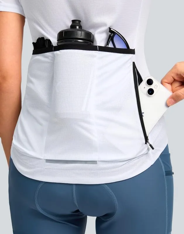 Women's Cycling Jersey Short Sleeve Bike Shirts Full Zipper Bicycle Biking Tops with Pockets Road Mountain Riding
