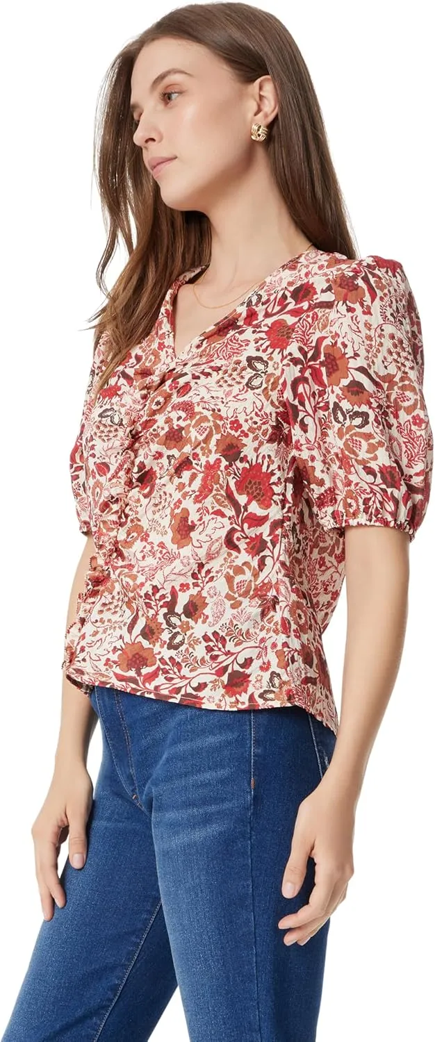 Women's Dakota Puff Short Sleeve Shirred Front Top Standard