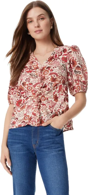 Women's Dakota Puff Short Sleeve Shirred Front Top Standard