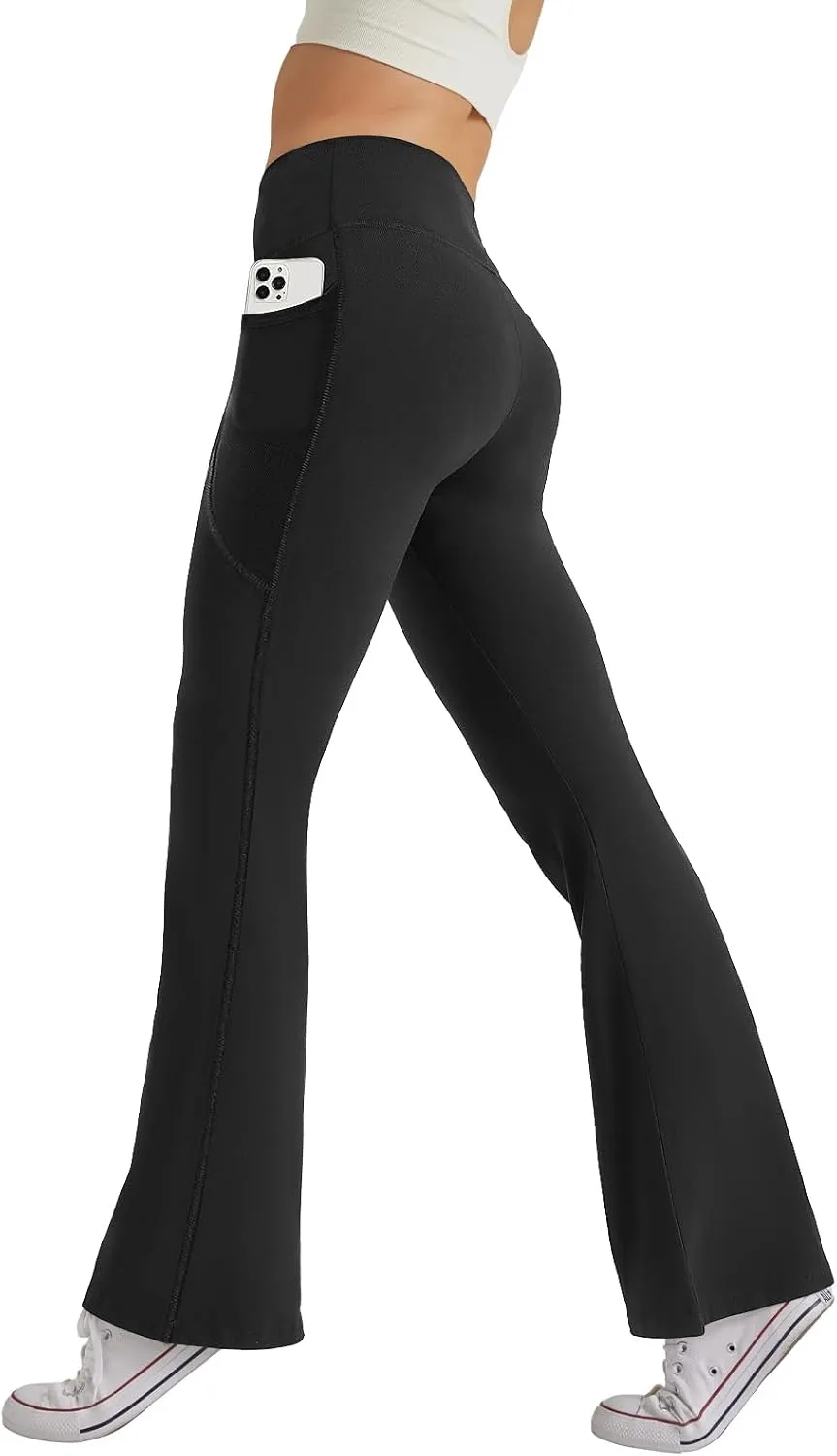 Women's Flare Yoga Pants with Pockets High Waist Casual Bell Bottom Bootcut Leggings