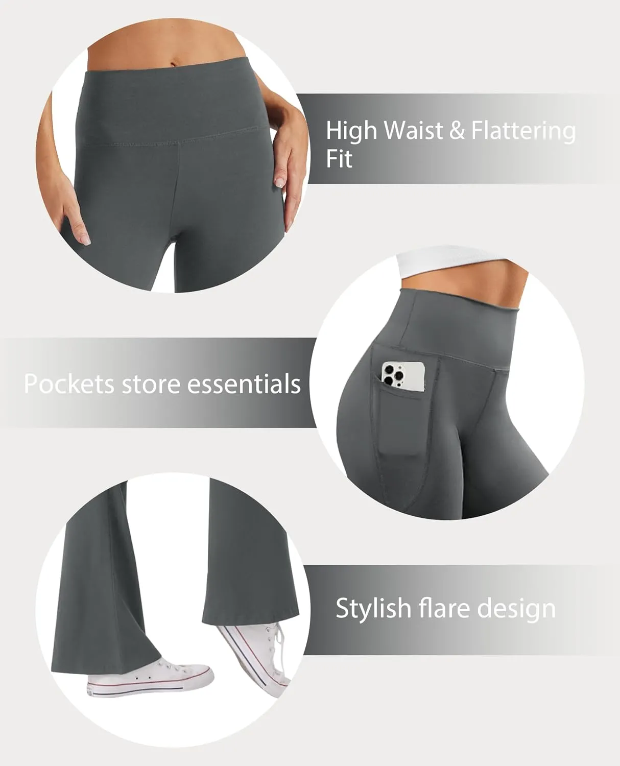 Women's Flare Yoga Pants with Pockets High Waist Casual Bell Bottom Bootcut Leggings