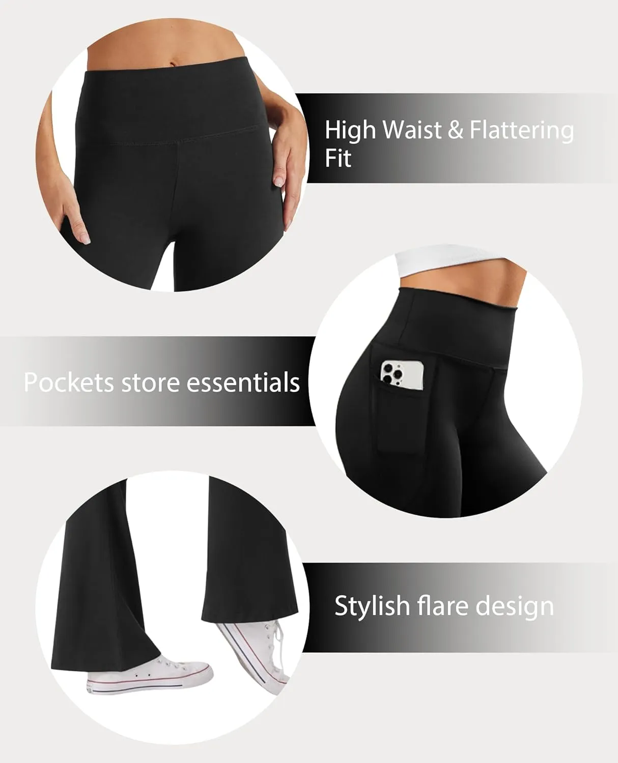 Women's Flare Yoga Pants with Pockets High Waist Casual Bell Bottom Bootcut Leggings