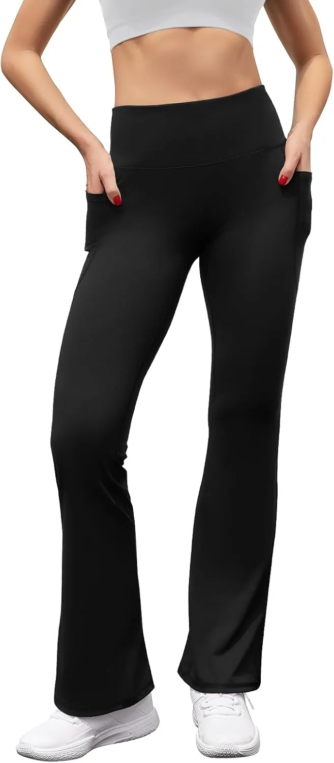 Women's Flare Yoga Pants with Pockets High Waist Casual Bell Bottom Bootcut Leggings