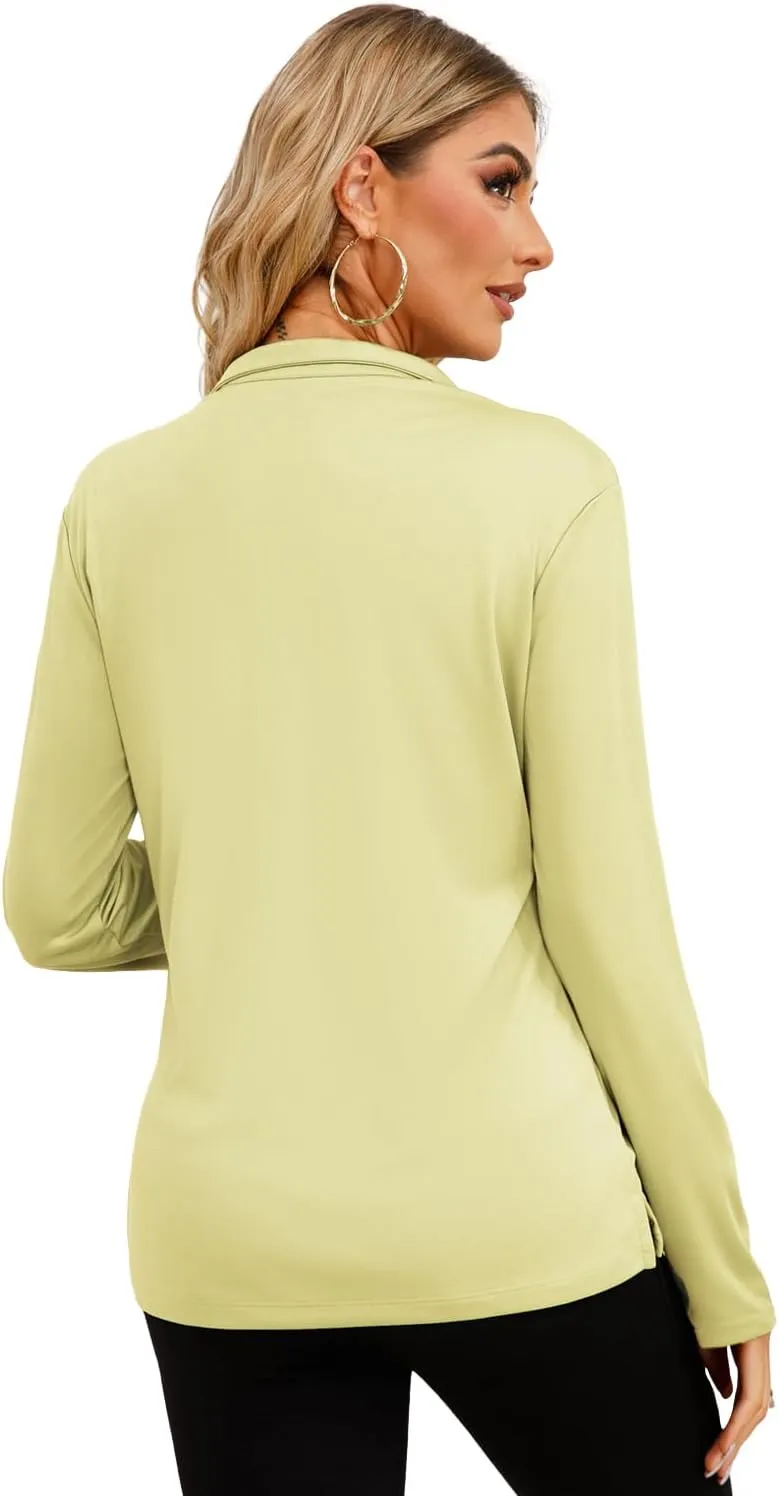Womens Golf Shirt Quick Dry Long Sleeve Tennis Tops UPF50  Collared Golf Polo Shirts for Women