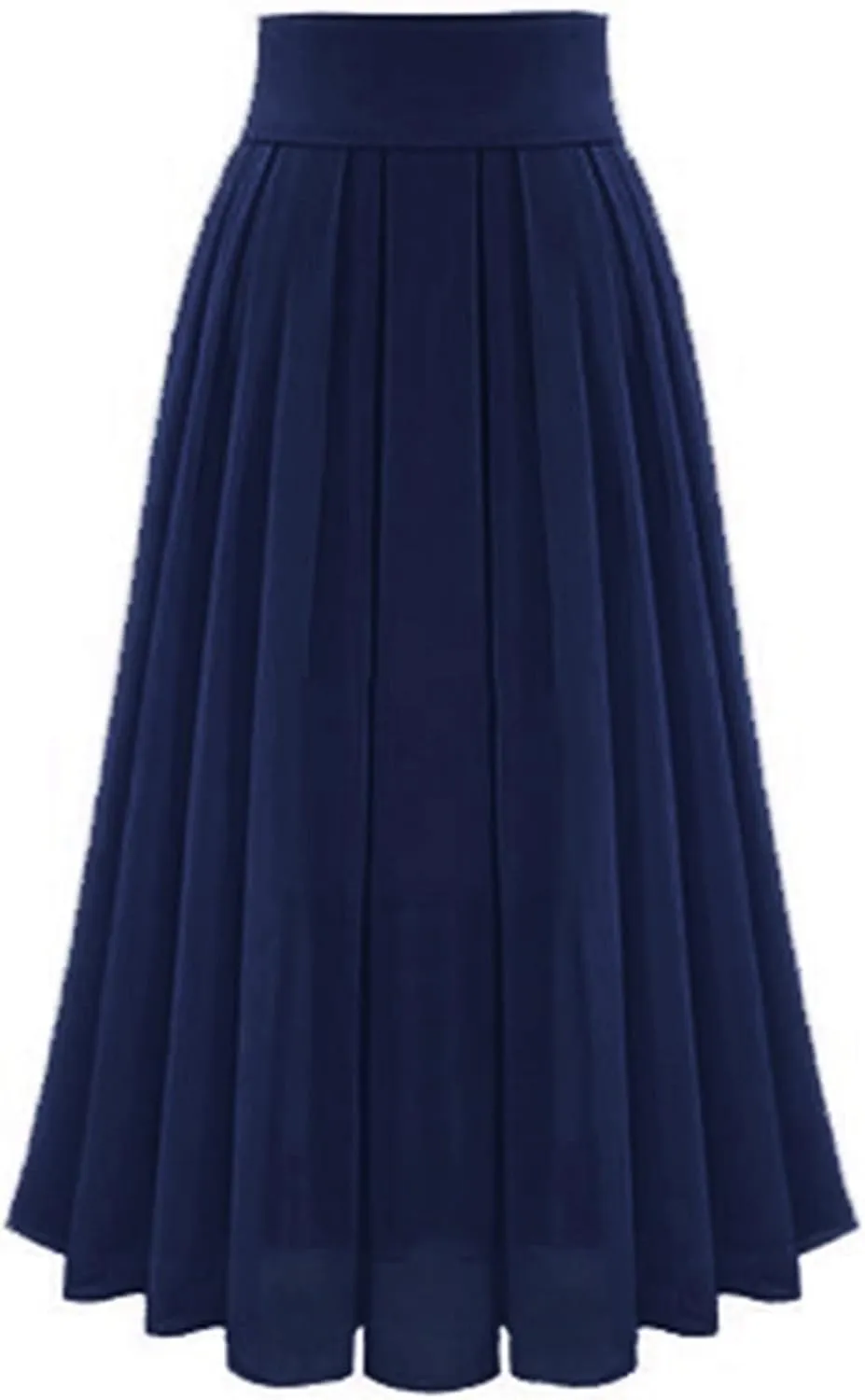 Women's High Waisted Flare A-Line Midi Skirt Pleated Maxi Dress Swing Chiffon Mesh Vintage Dressy Ladies Flowy Skirt