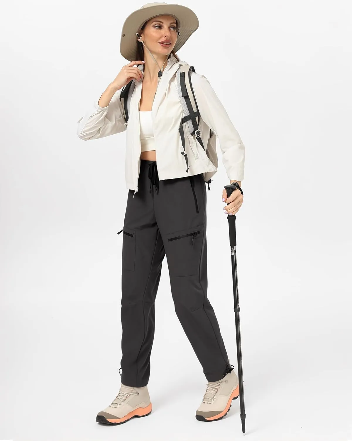 Womens Hiking Pants Quick Dry Tall Insteam 30"/32"/34"/36" Cargo Joggers Lightweight Breathable Pants with 5 Pockets