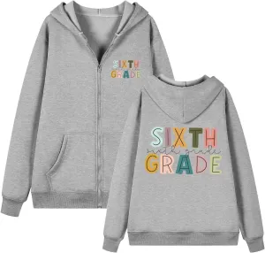 Womens Hoodies Letter Print Drawstring Long Sleeve Hooded Sweatshirt Autumn Casual Coat Zip Up Jackets with Pocketes