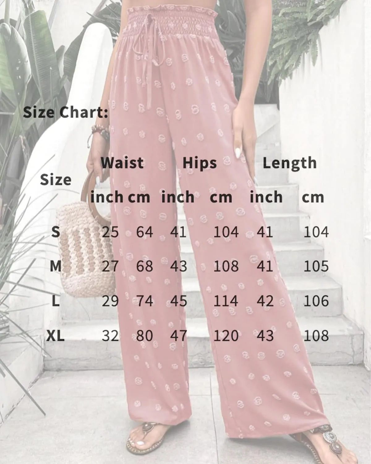 Women's Jacquard Wide Leg Pants with Pockets 2025 Spring Elegant High Waist Adjustable Knot Casual Loose Trousers