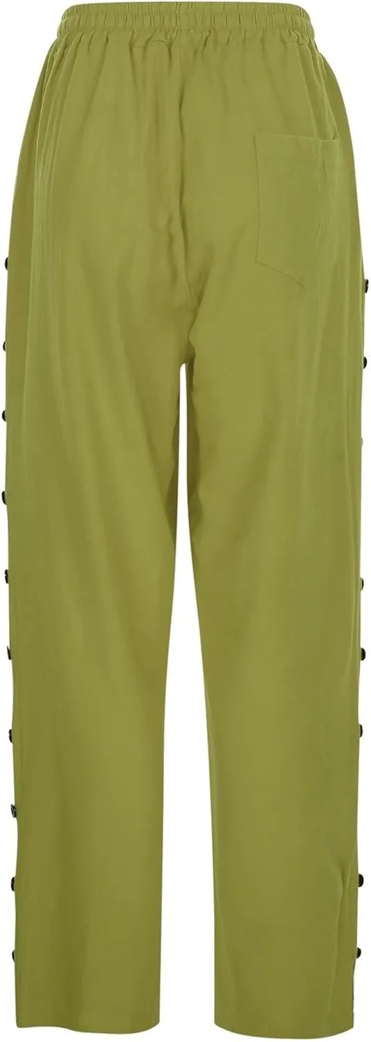 Womens Leggings Solid Color Cotton Linen Elastic Seven Pants Casual Pants Linen Beach Clothes Beach Vacation
