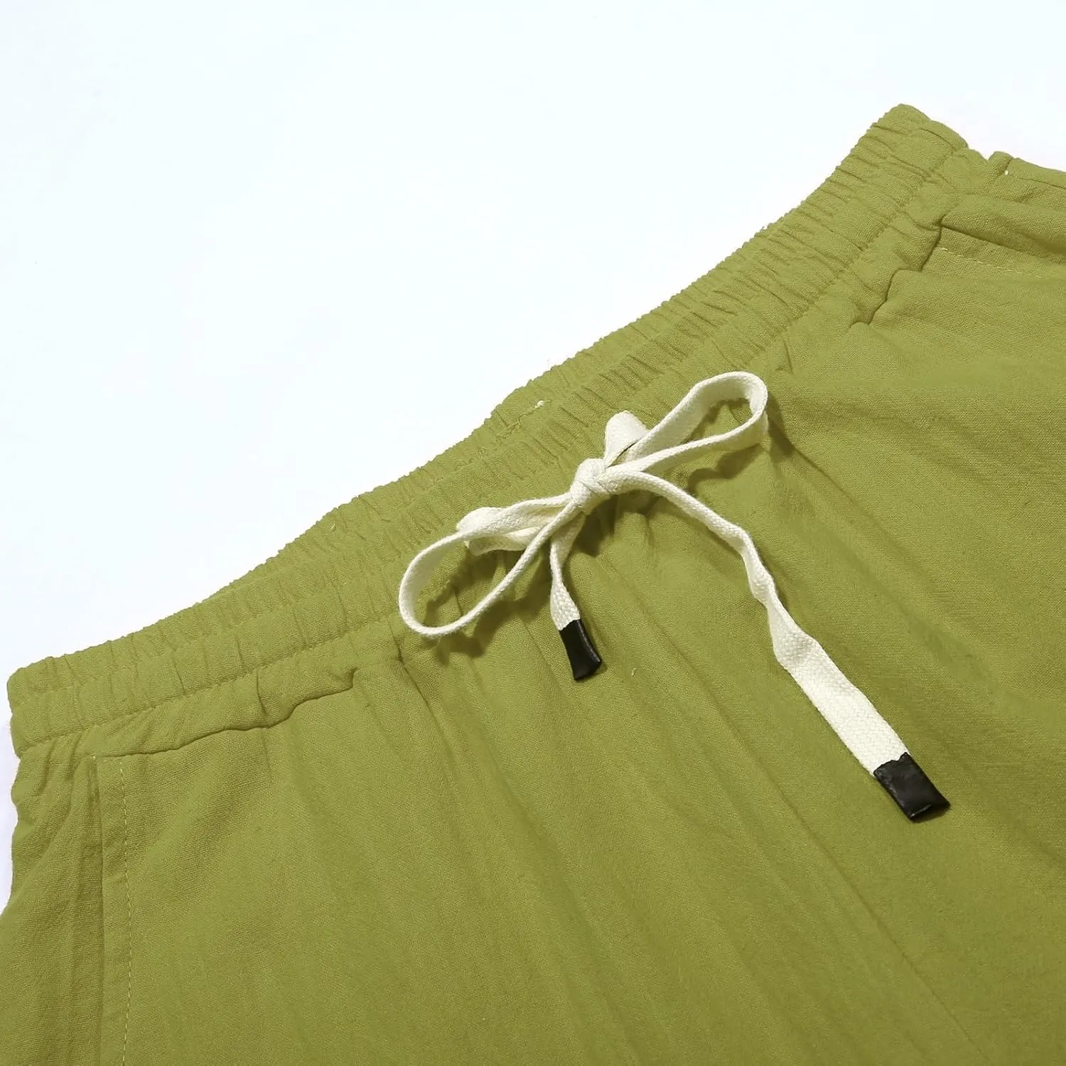 Womens Leggings Solid Color Cotton Linen Elastic Seven Pants Casual Pants Linen Beach Clothes Beach Vacation