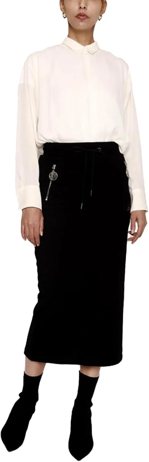 Women's Midi Pencil Skirt with Zip Pockets