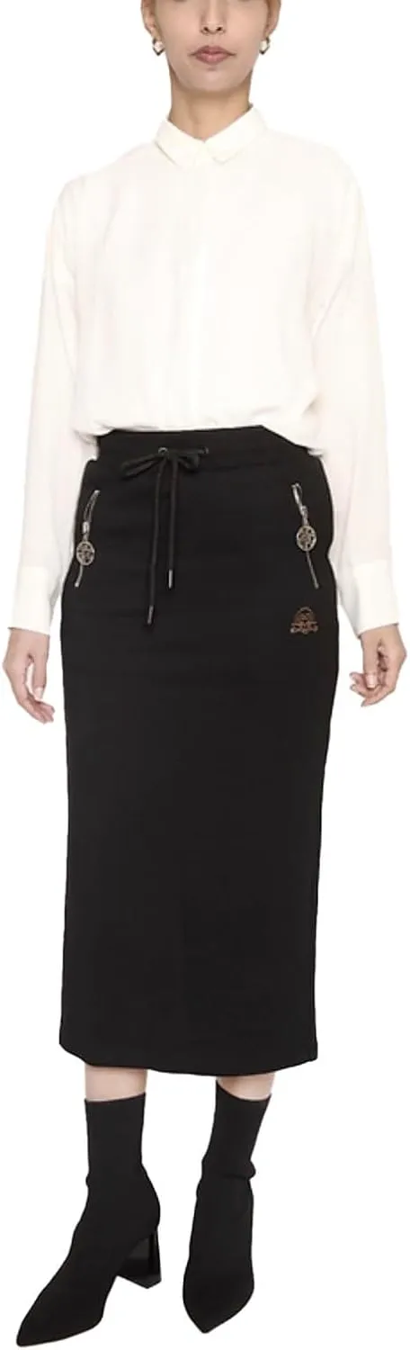 Women's Midi Pencil Skirt with Zip Pockets