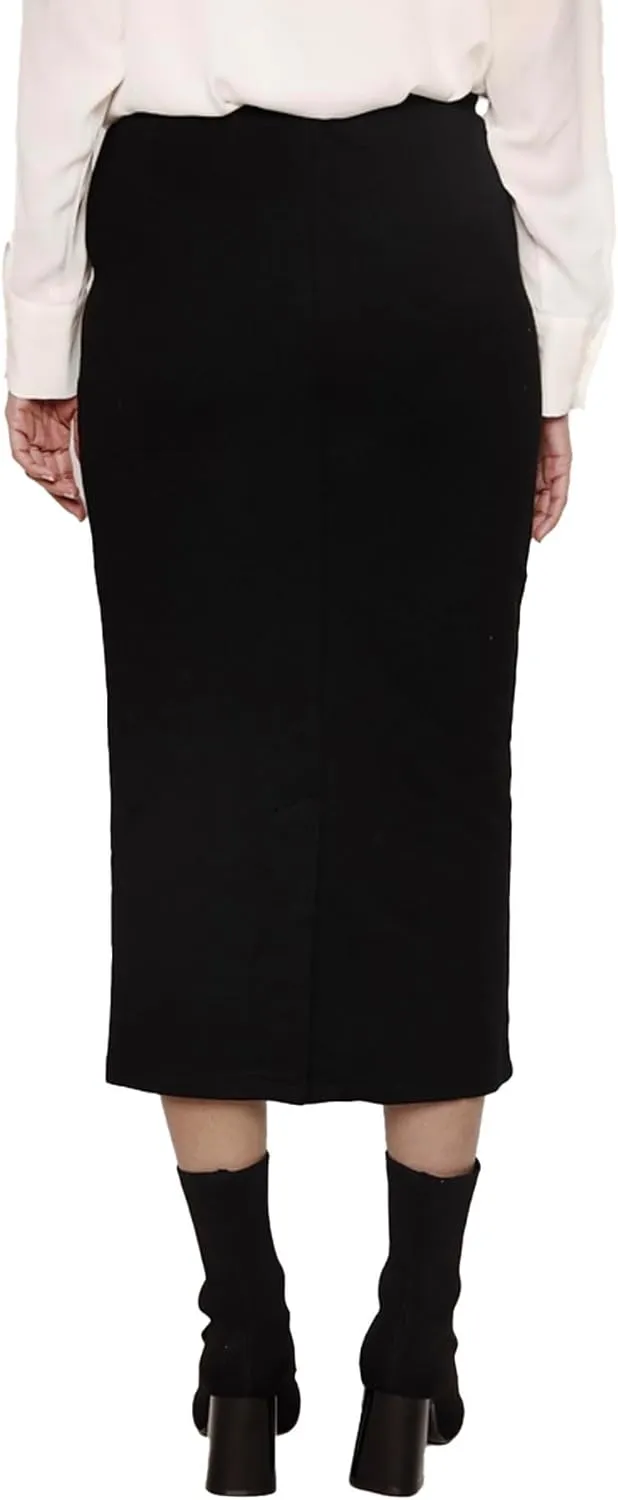 Women's Midi Pencil Skirt with Zip Pockets
