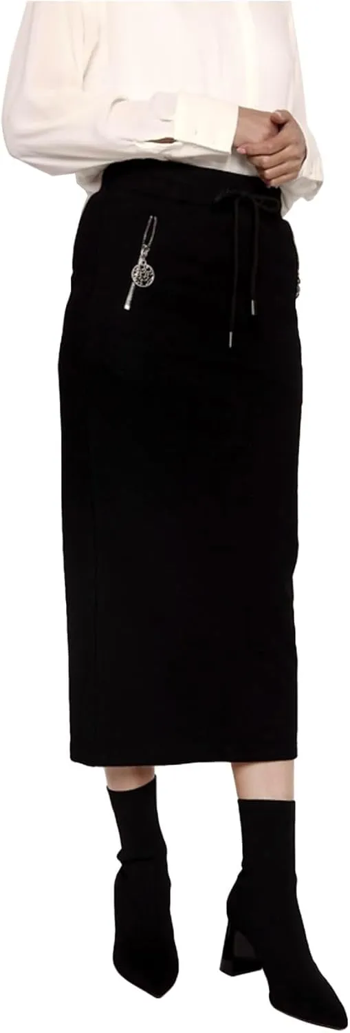 Women's Midi Pencil Skirt with Zip Pockets