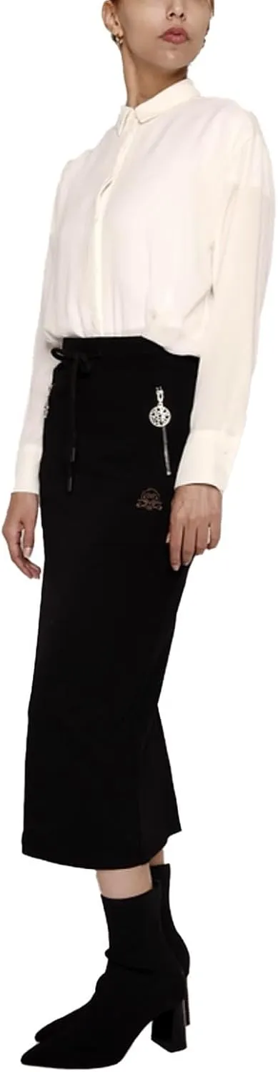 Women's Midi Pencil Skirt with Zip Pockets