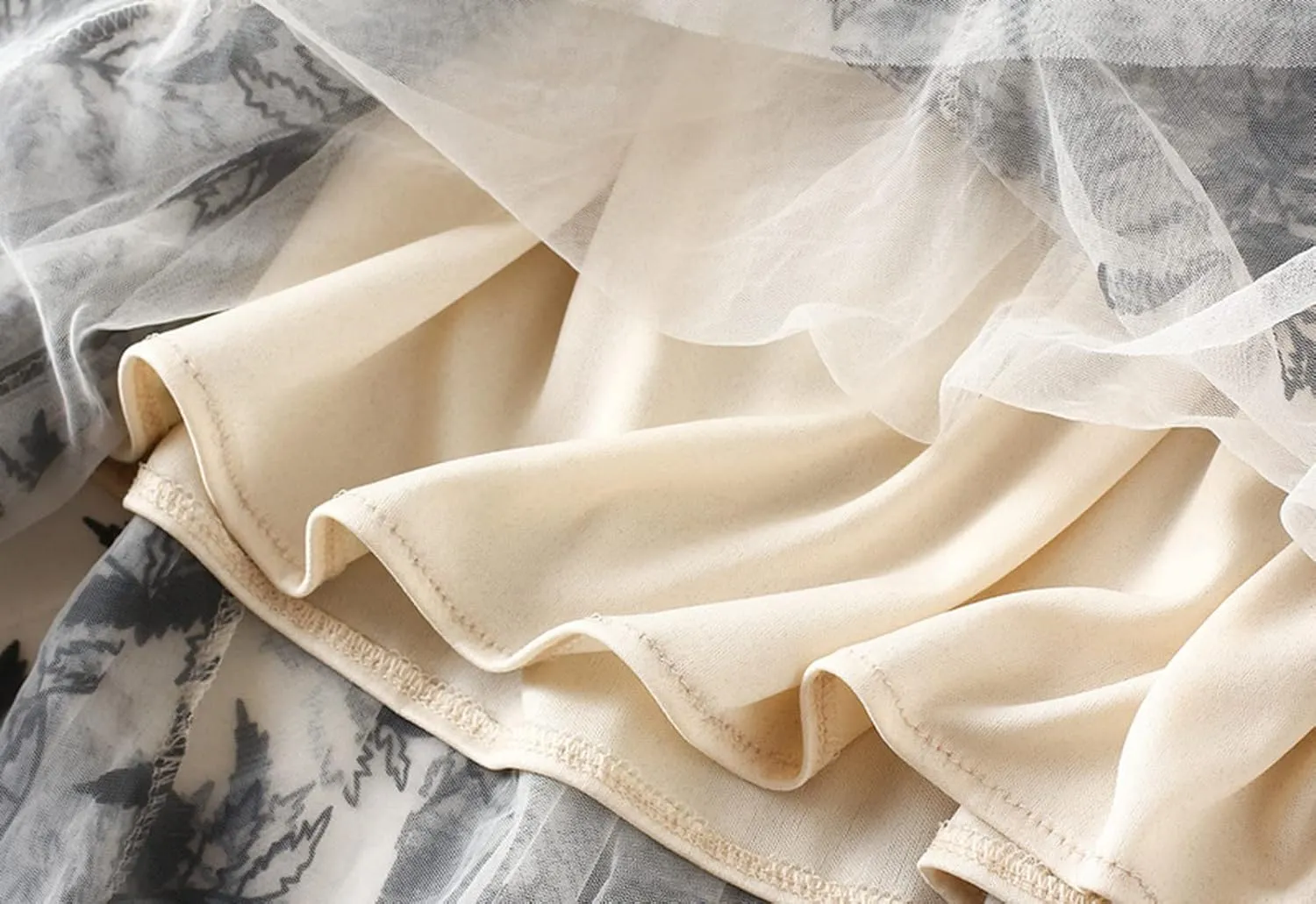 Women's Midi Tutu Tulle Layered Skirt Mesh A-Line Flocking Fairy Elastic Waist Maxi Hem Mesh Skirt