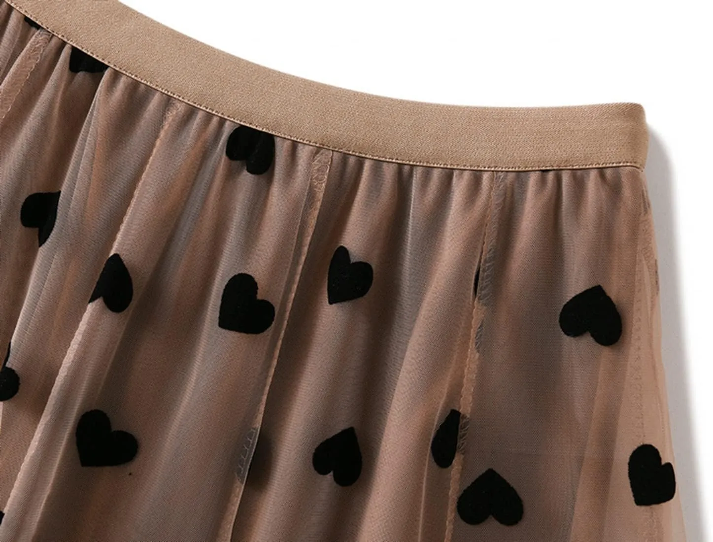Women's Midi Tutu Tulle Layered Skirt Mesh A-Line Flocking Fairy Elastic Waist Maxi Hem Mesh Skirt