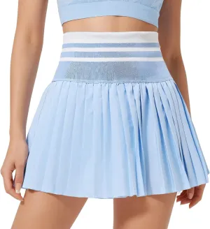 WomenS Pleated Tennis Skirt With Elastic Waistband, High-Waisted Golf Skirt, Soft Nylon Spandex Blend With Built-In Shorts For Comfort And Style