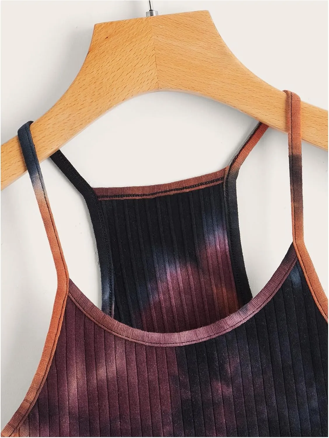 Women's Ribbed Knit Tie Dye Camisole Top Sleeveless Slim Fit Crop Tops Y2K Cami Streetwear Women Shirts