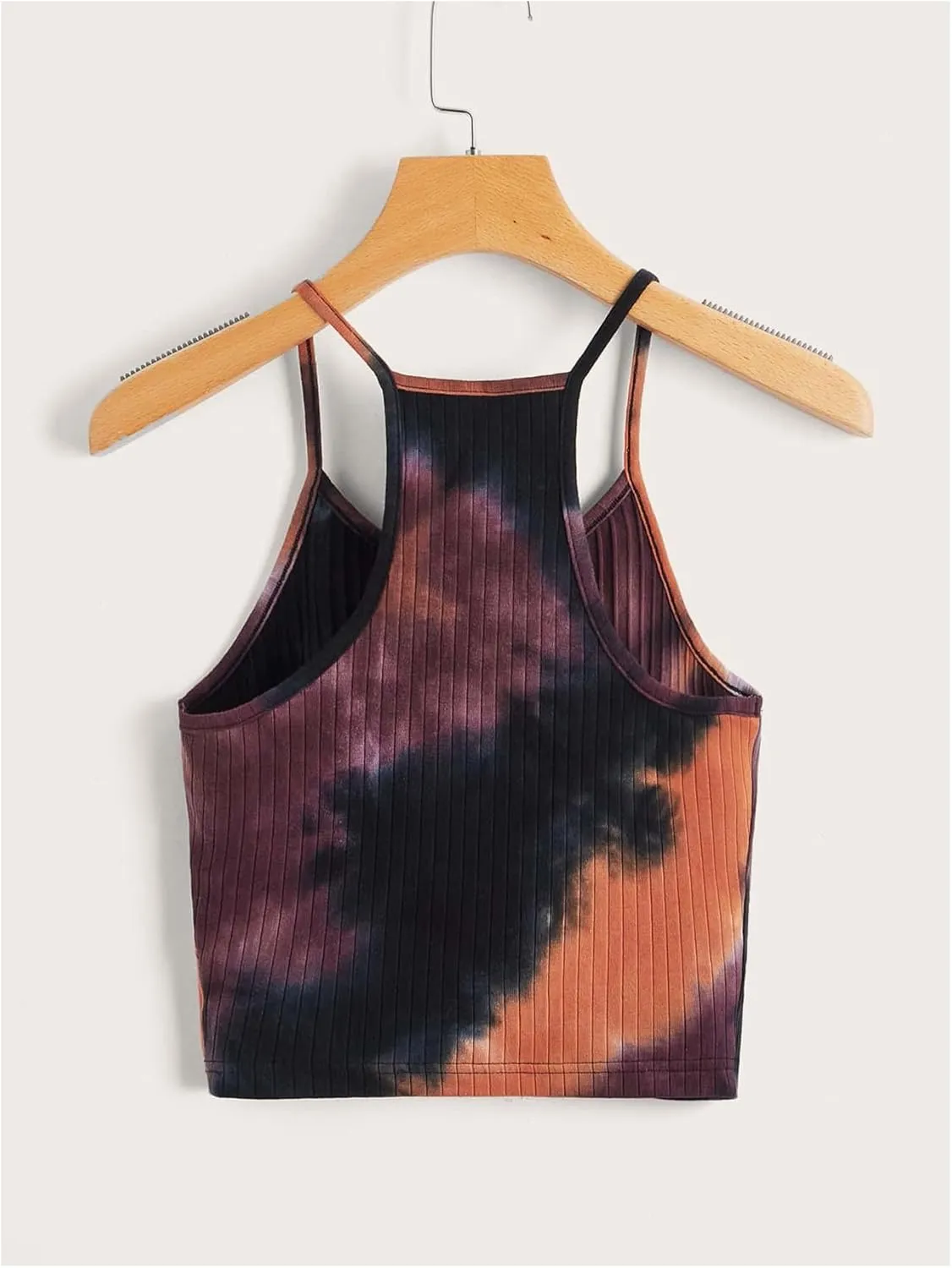 Women's Ribbed Knit Tie Dye Camisole Top Sleeveless Slim Fit Crop Tops Y2K Cami Streetwear Women Shirts
