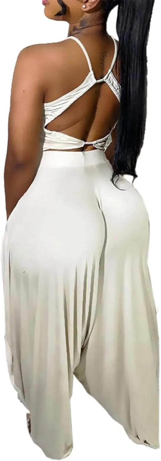 Womens Sexy 2 Pieces Ruffles Tank Tops Shirts Bodycon Harem Pants Party Clubwear Tracksuit Outfits Set