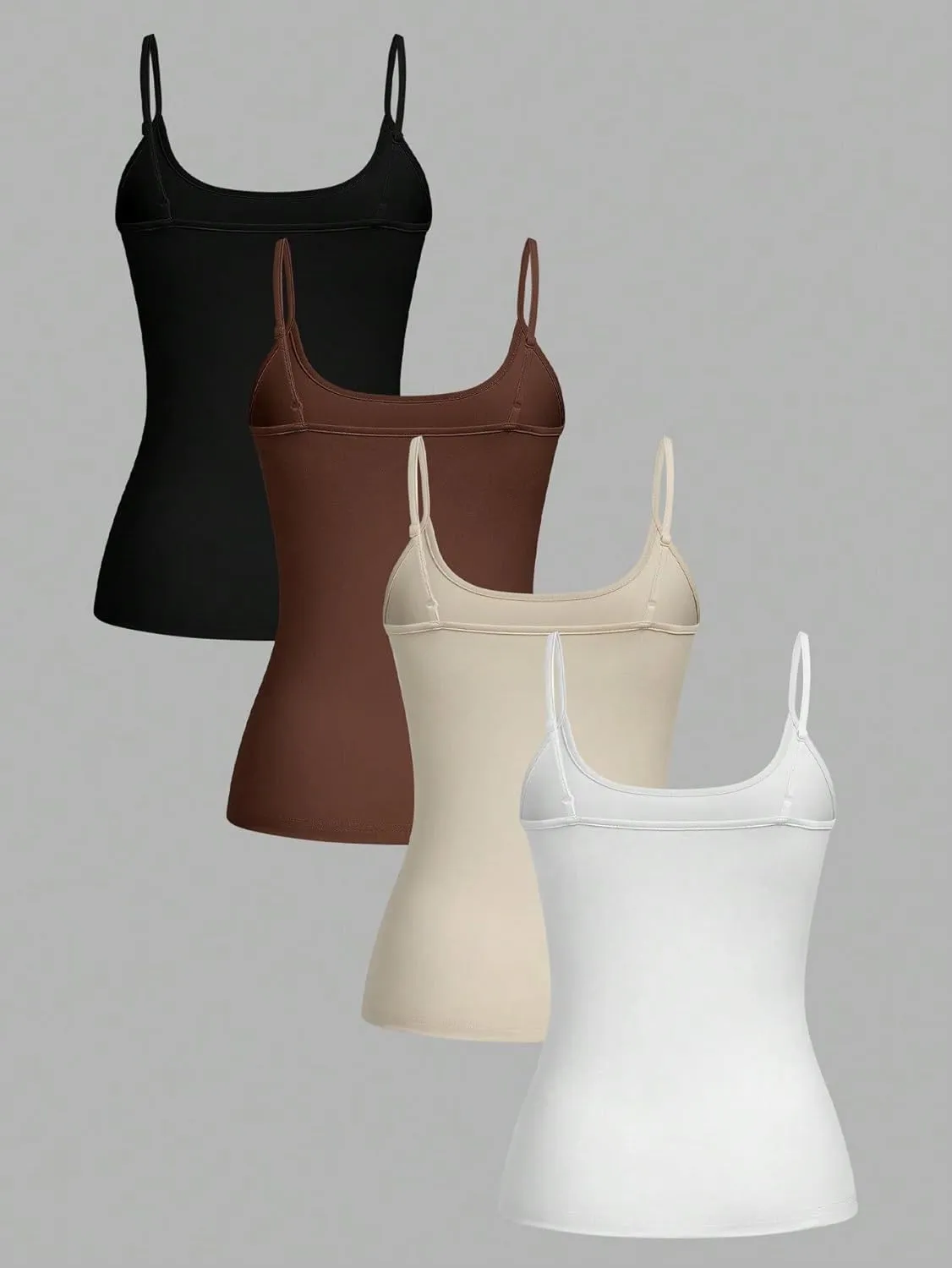 Women's Shirts 4pcs/Set Casual Camisoles Slimming Fit Fashion Camis Tank Tops