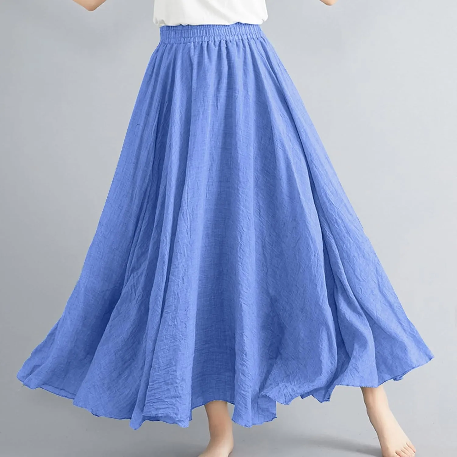 Women's Skirts Plus Size Maxi Flowy Baggy Skirt High Waisted A Line Long Skirts Solid Color Comfort Skirt 2025 New