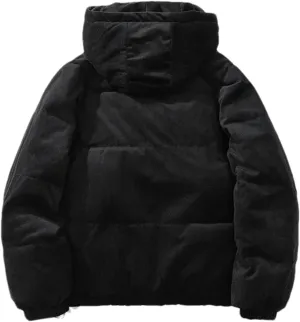 Women's Solid Hooded Short Cotton-Padded Jacket Slim Casual Pockets Zipper Parka Coat