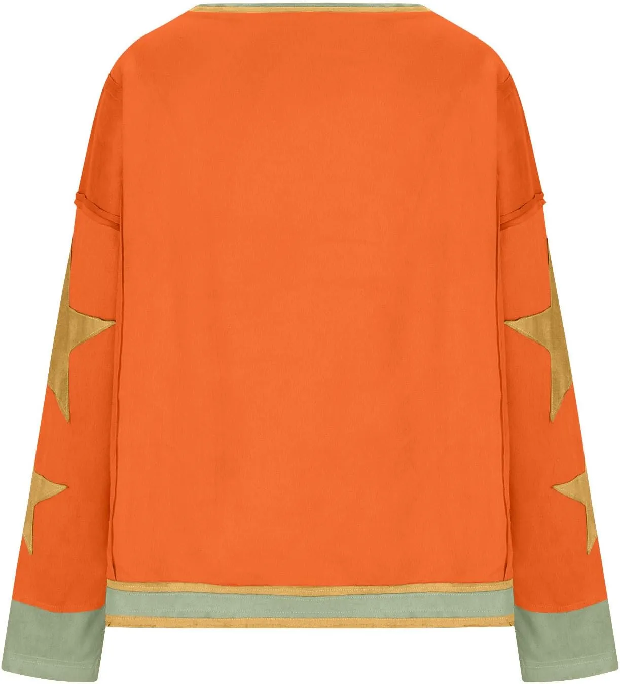 Women's Stars Patchwork Sweatshirt Casual Loose Round Neck Long Sleeve Pullover Fashion Y2K Loose Tops
