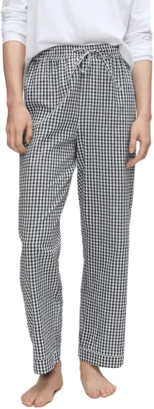Women's Summer Casual Pants Plaid Drawstring High Waist Straight Leg Trousers Daily Lounging Streetwear