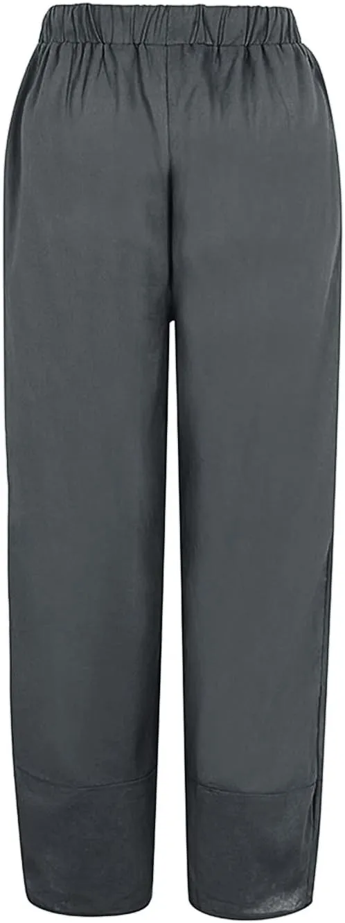 Womens Summer Wide Leg Linen Cropped Pant Dandelions Graphic Tulip Hem Trousers Lightweight Loose Fit Outfits with Pockets