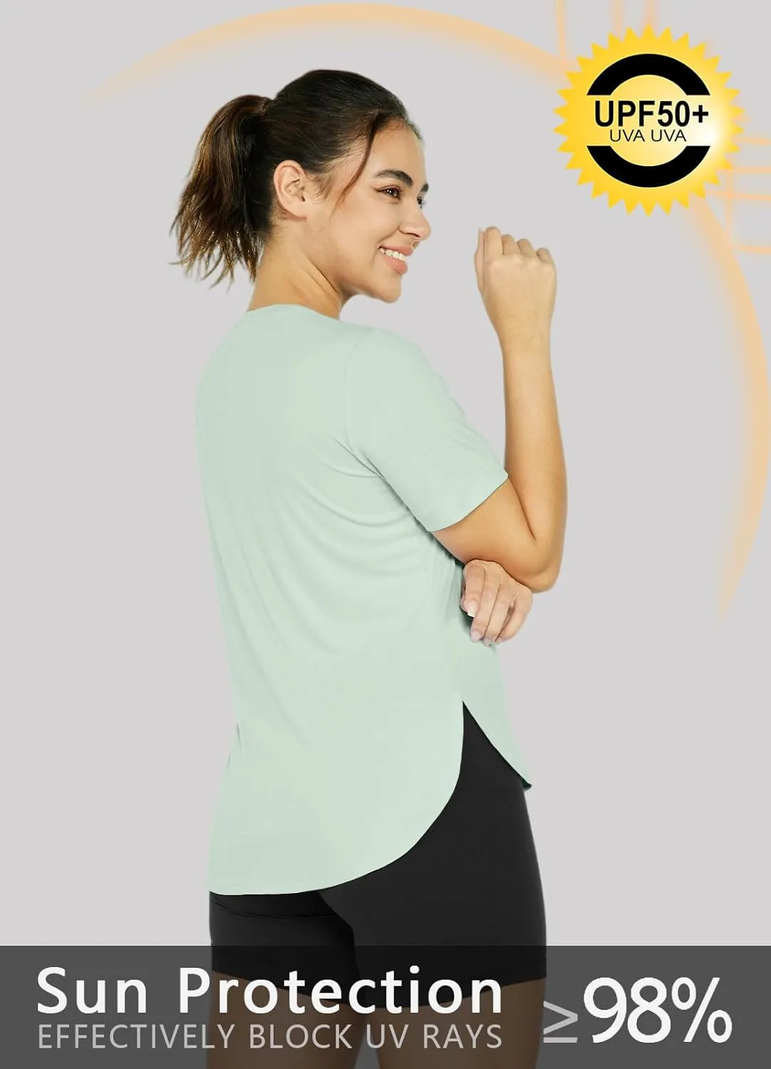 Women's Sun Protection Shirts UV SPF UPF 50  Short Sleeve Workout Tops Hiking Running Quick Dry