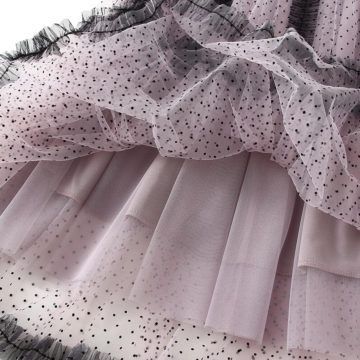 Women's Tulle Midi Skirt Elastic High Waist Layered Pleated Mesh Flowy A-Line Prom Party Long Tutu Skirts