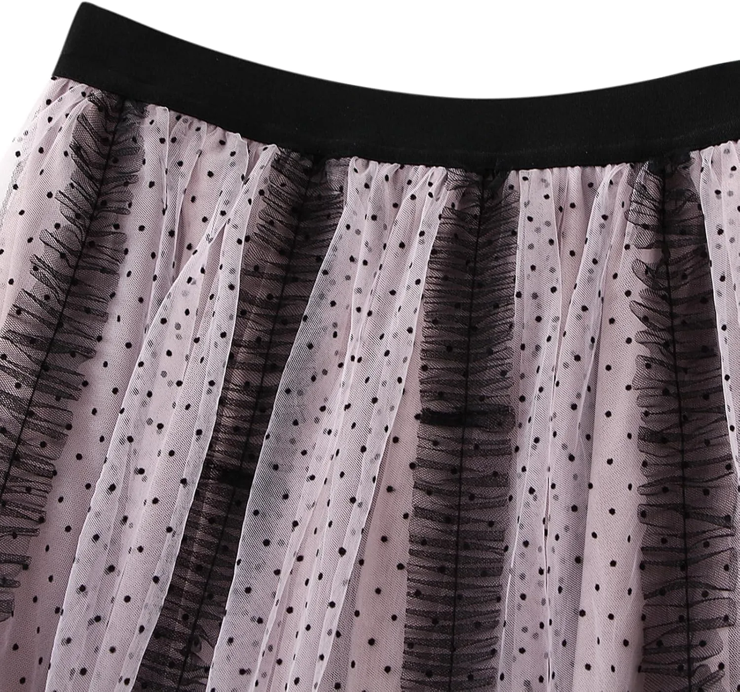 Women's Tulle Midi Skirt Elastic High Waist Layered Pleated Mesh Flowy A-Line Prom Party Long Tutu Skirts